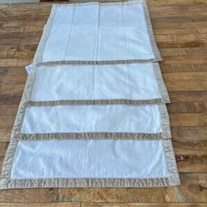 West Elm Set Of 4 White Brown Placemats 20" x 20" Made Of 100% Cotton
